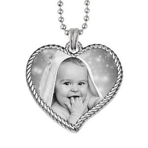 Endless Love Steel Heart Pendant Rope Edged Curved