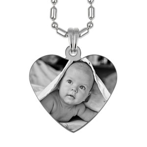Silver Photo Engraved Heart Pendant