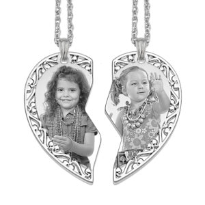 Captured Love Silver Heart Openwork Slim Friendship Pendant