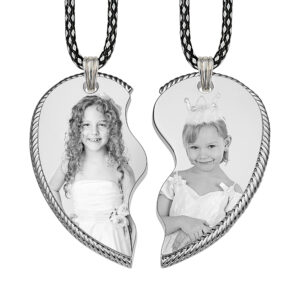 Always With You Silver Heart Rope Edged Friendship Photo Pendant