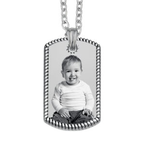 Always With You Silver Rope Edged Dog Tag Pendant