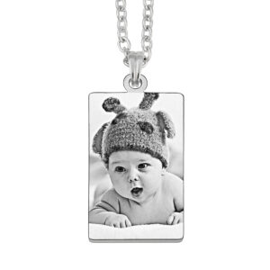 Rectangular Engraved Silver Photo Keepsake