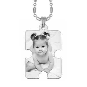 Custom Silver Puzzle Photo Engraved Pendant