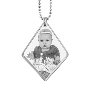 Silver 3D Deluxe Diamond Drop Photo Memory Pendant