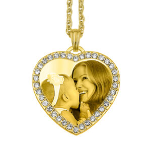 Forever in My Heart Gold Photo Pendant With White Zircon