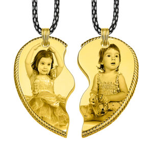 Always With You Gold Heart Rope Edged Friendship Photo Pendant