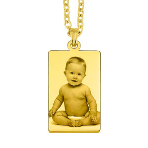 Rectangular Engraved Gold Photo Keepsake