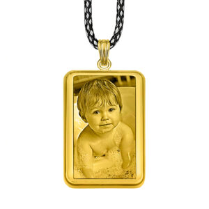 Personalised Gold Frame Rectangle Pendant