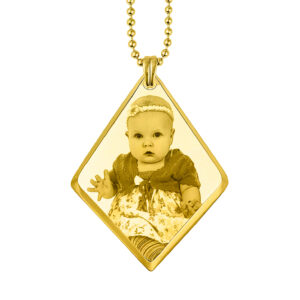 Gold 3D Deluxe Diamond Drop Photo Memory Pendant
