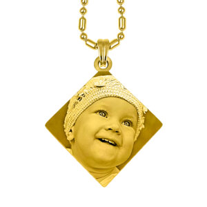 Personalised Gold Deluxe Diamond Drop Picture Pendant