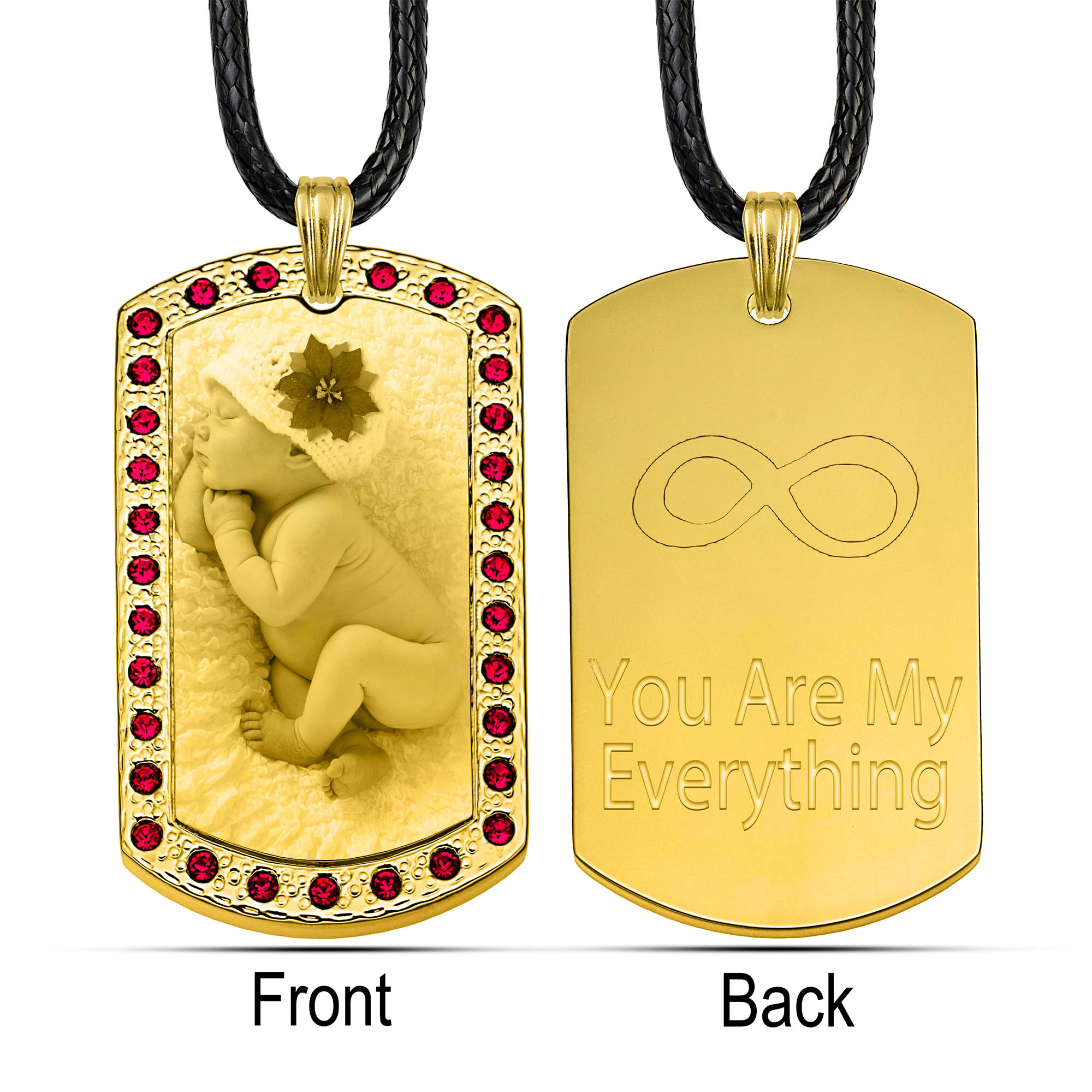 Captured Love Gold Dog Tag With Red Zircon - Image 2