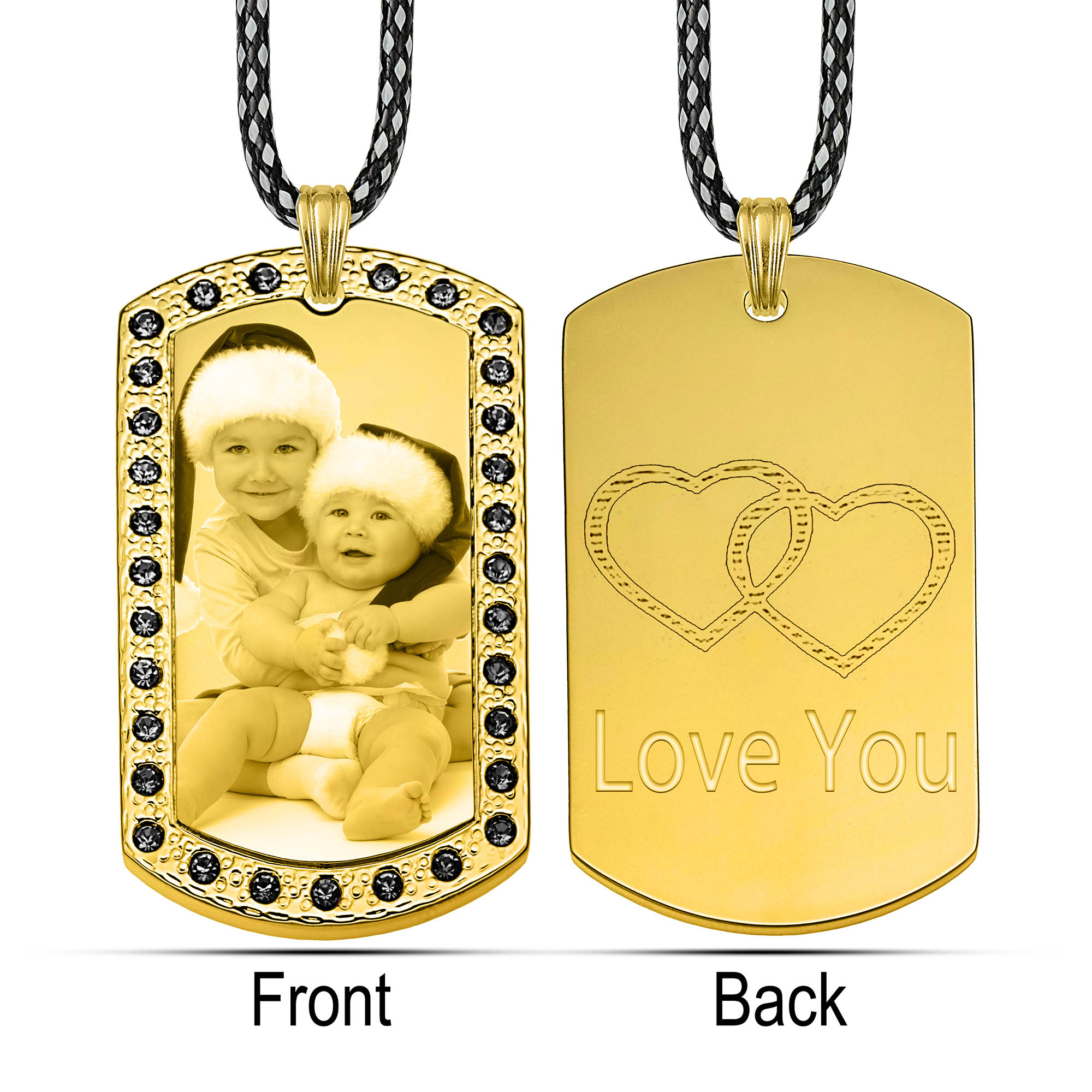 Captured Love Gold Dog Tag With Black Zircon - Image 2
