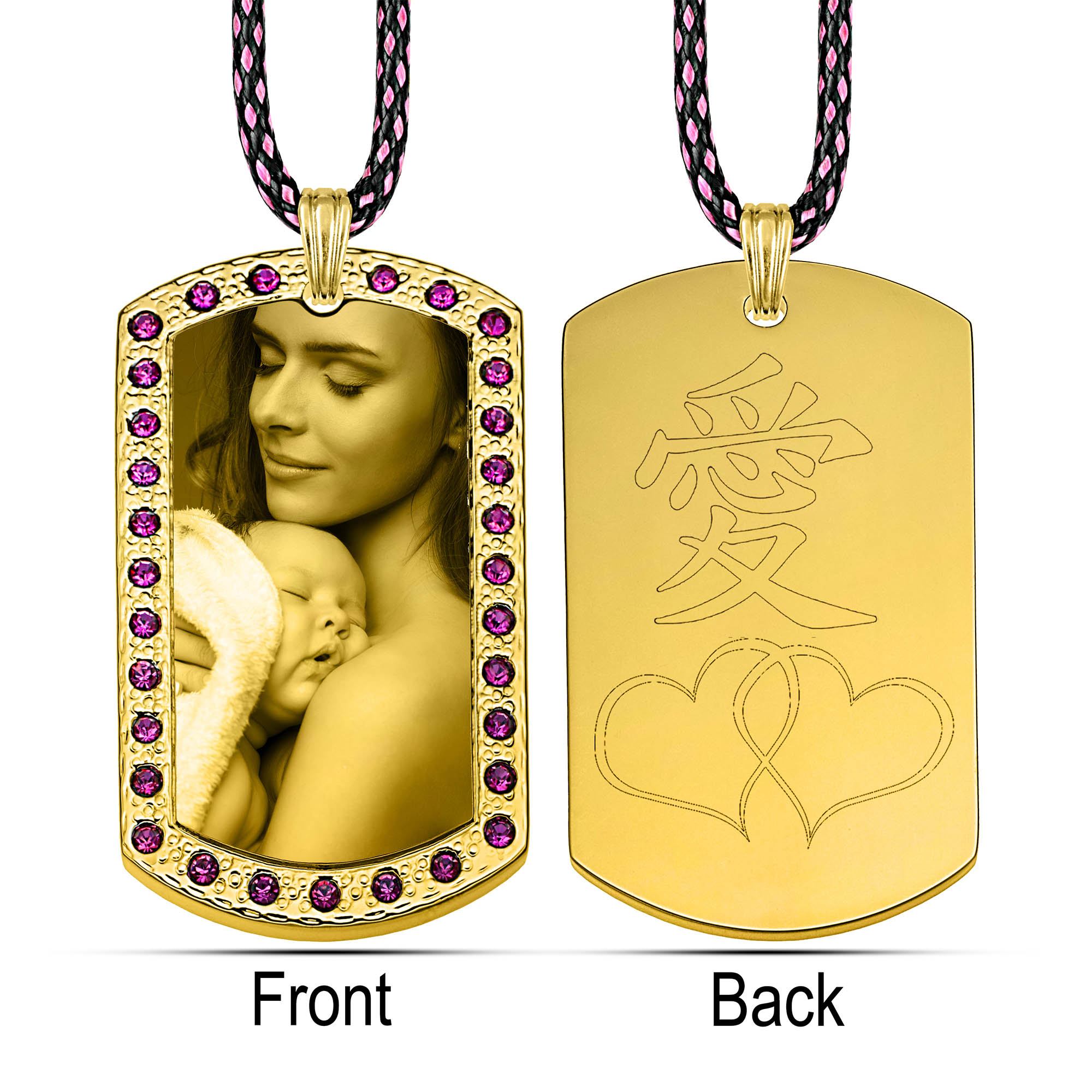 Captured Love Gold Dog Tag with Rose Zircon - Image 2