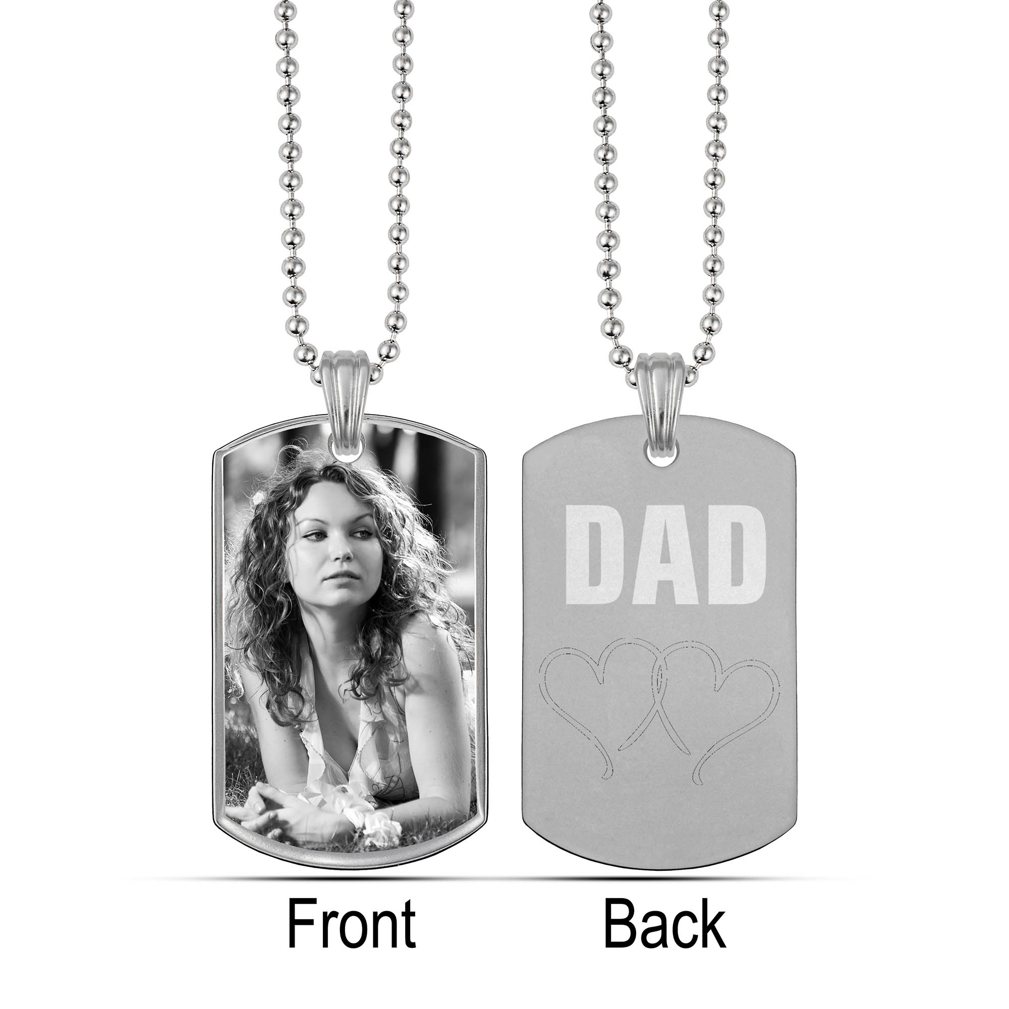 Always By My Side Photo Silver Dog Tag Pendant - Image 2