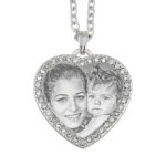 Forever Steel Heart Photo Pendant with White Zircon