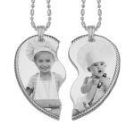 Steel Heart Memory Pendant With Photo Rope Edged Friendship Heart