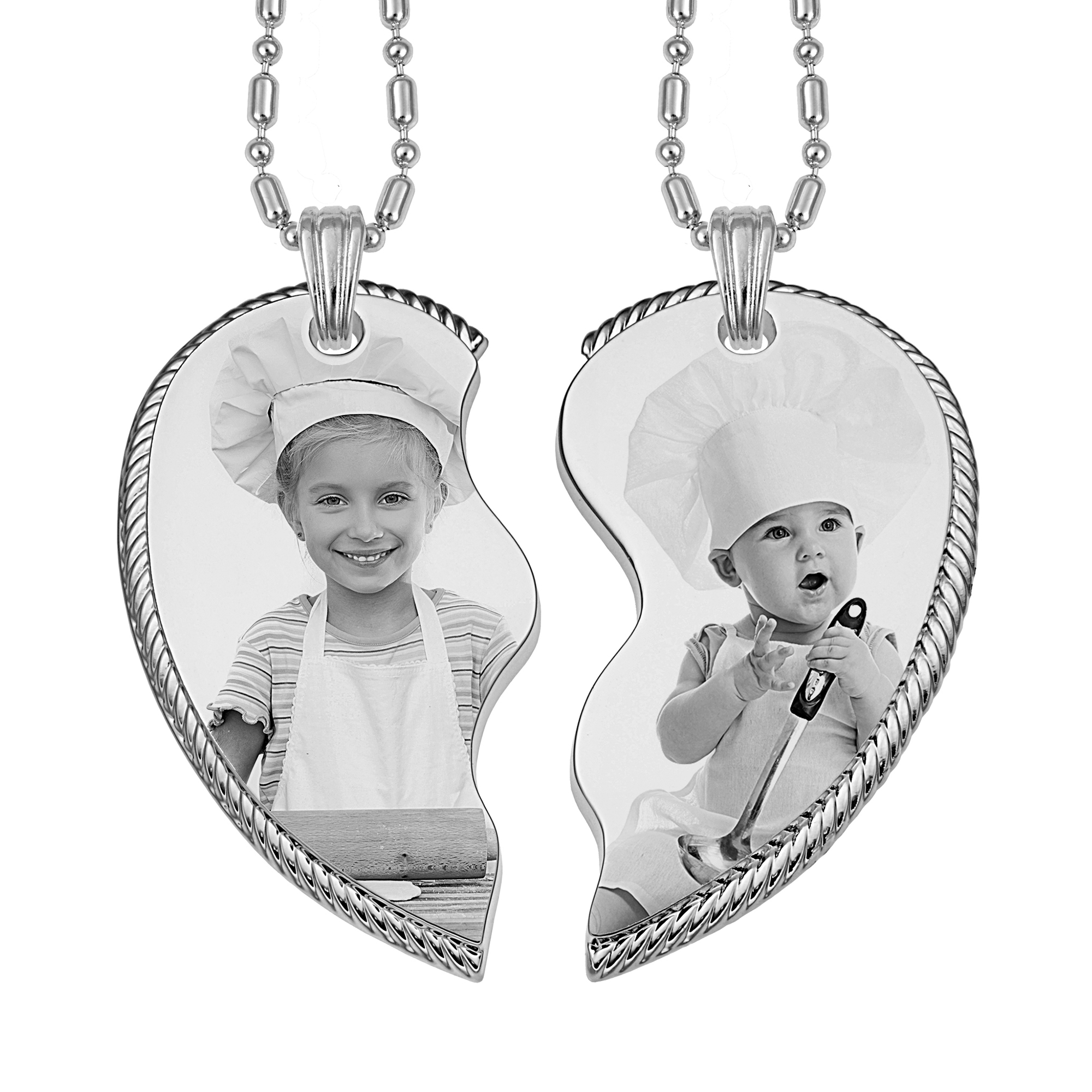 Steel Heart Memory Pendant With Photo Rope Edged Friendship Heart