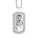 Forever Steel Dog Tag Pendant With White Zircon