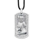 Always With You Steel Dog Tag Pendant With White Zircon