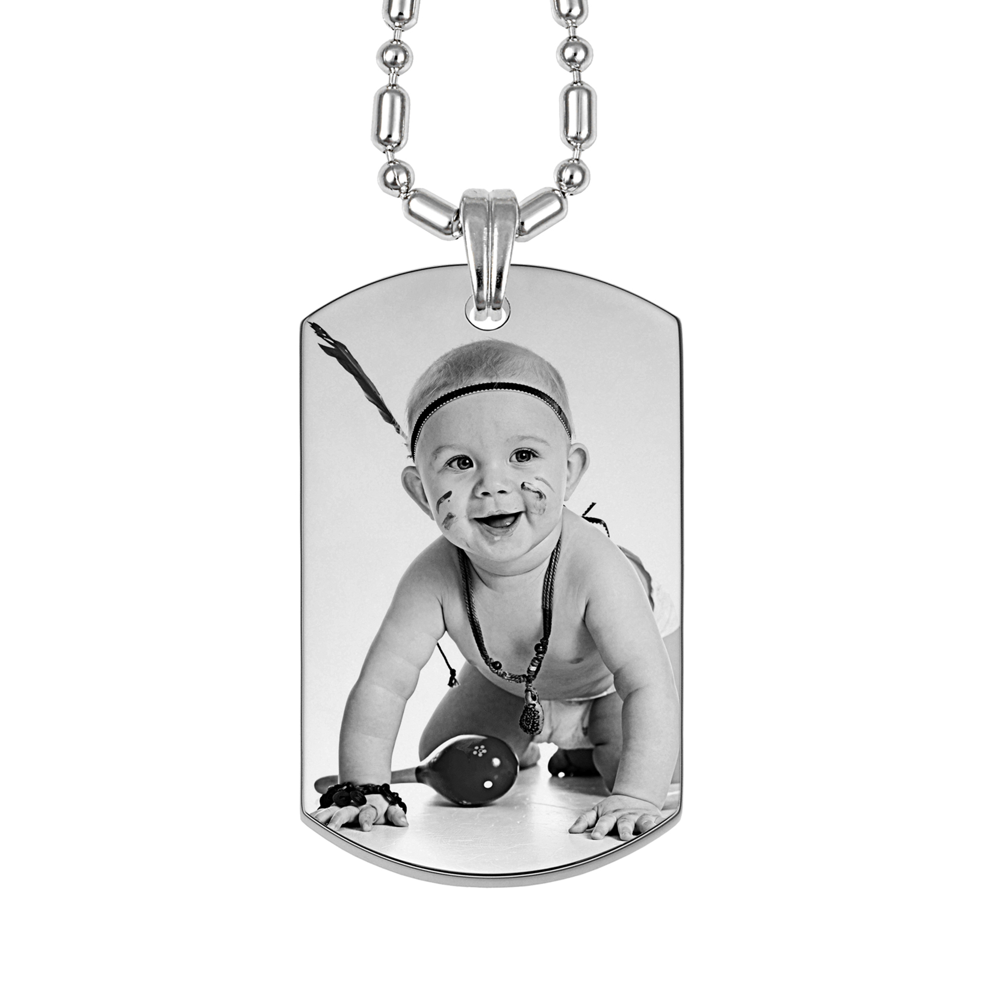 Photo Engraved Pendant Steel Dog Tag
