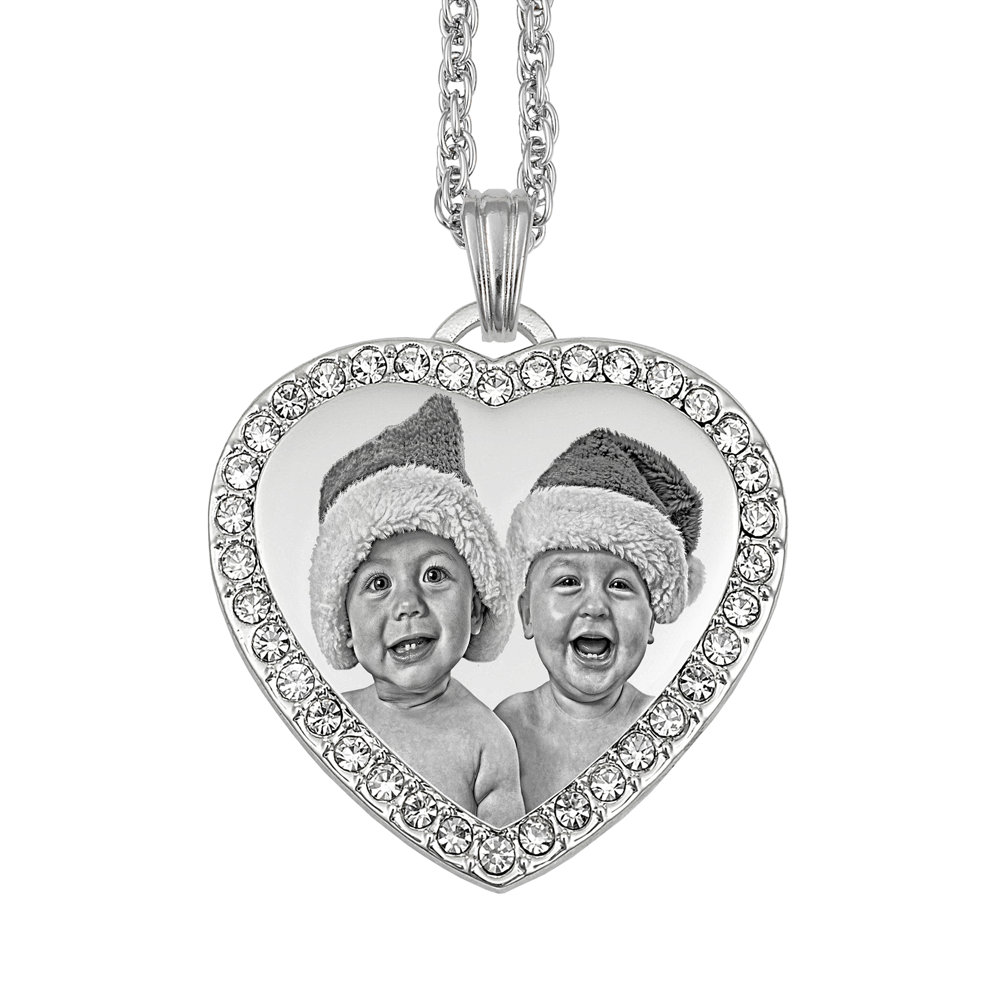 Forever In My Heart Silver Photo Pendant With White Zircon