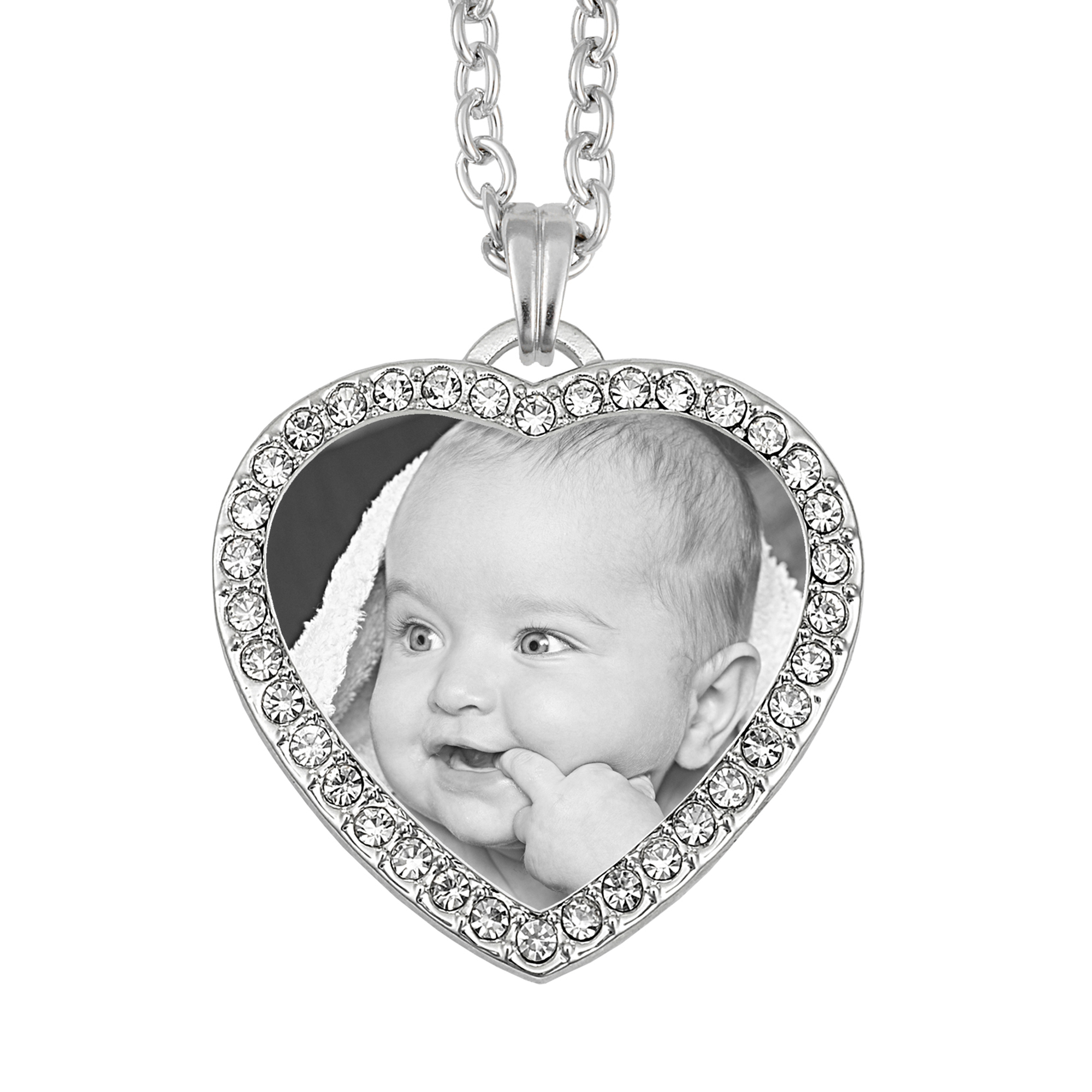 Silver Heart of Memories Engraved Pendant With White Zircon