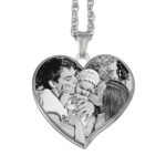 Custom Silver 3D Heart Photo Engraved Pendant