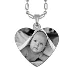 Silver Photo Engraved Heart Pendant