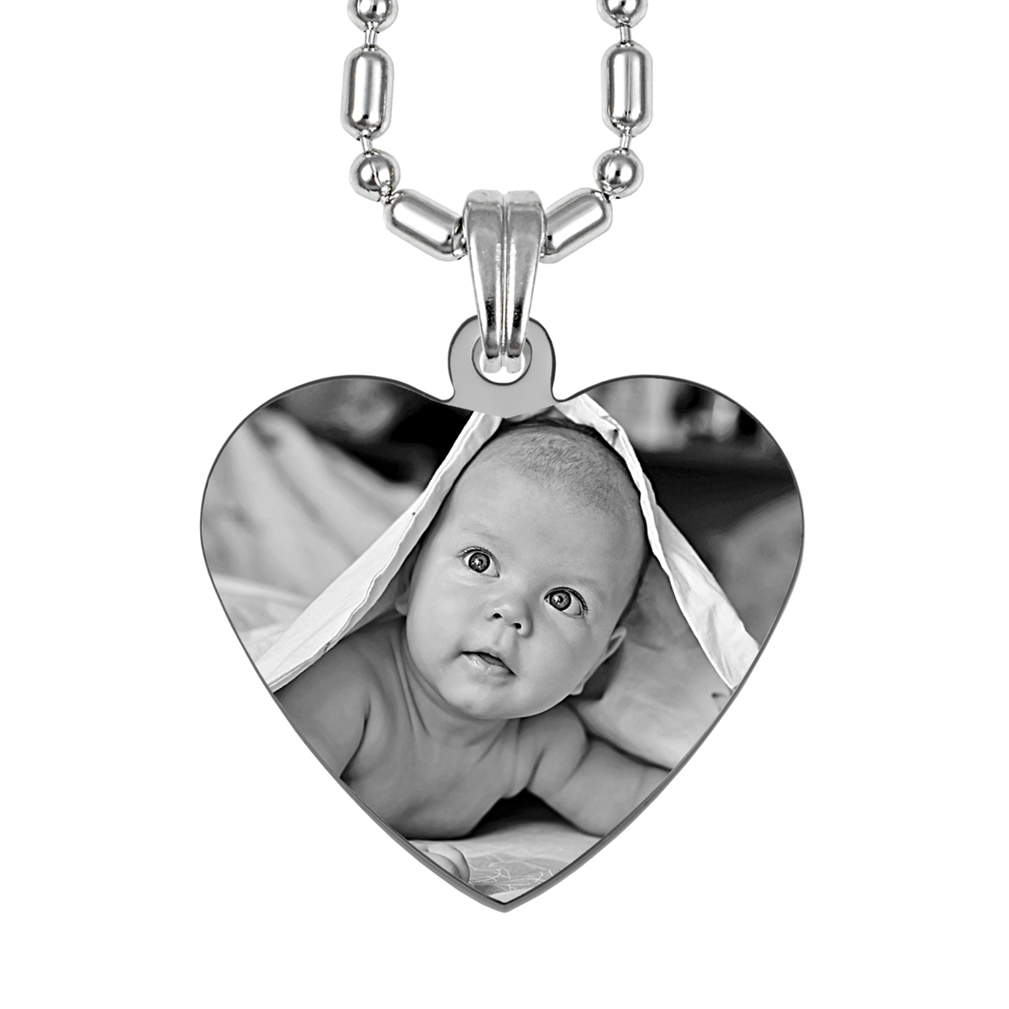Silver Photo Engraved Heart Pendant