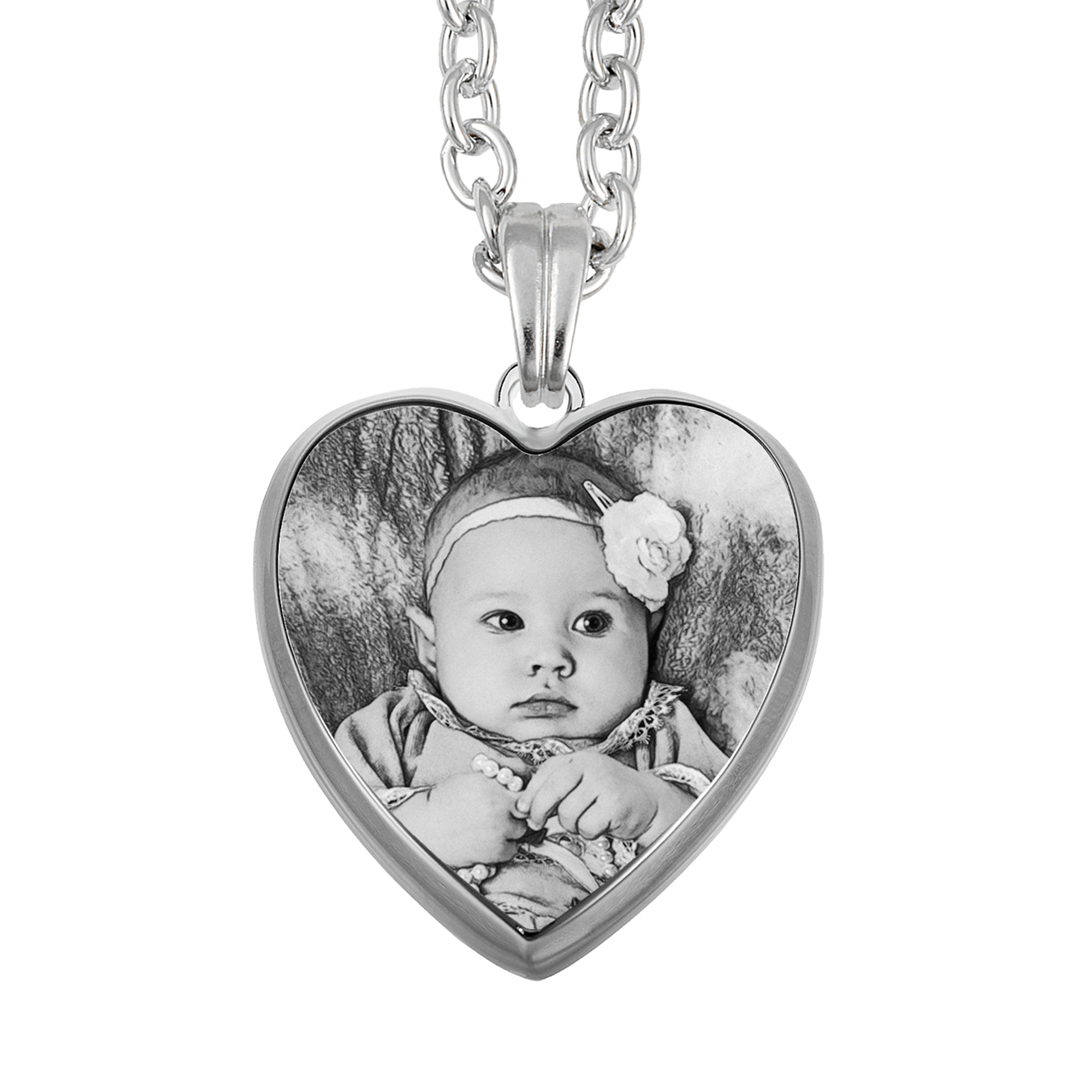 Custom 3D Silver Photo Pendant Necklace