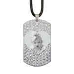 Silver Memory Photo Pendant Inset Heart Portrait With White Zircon Pendant