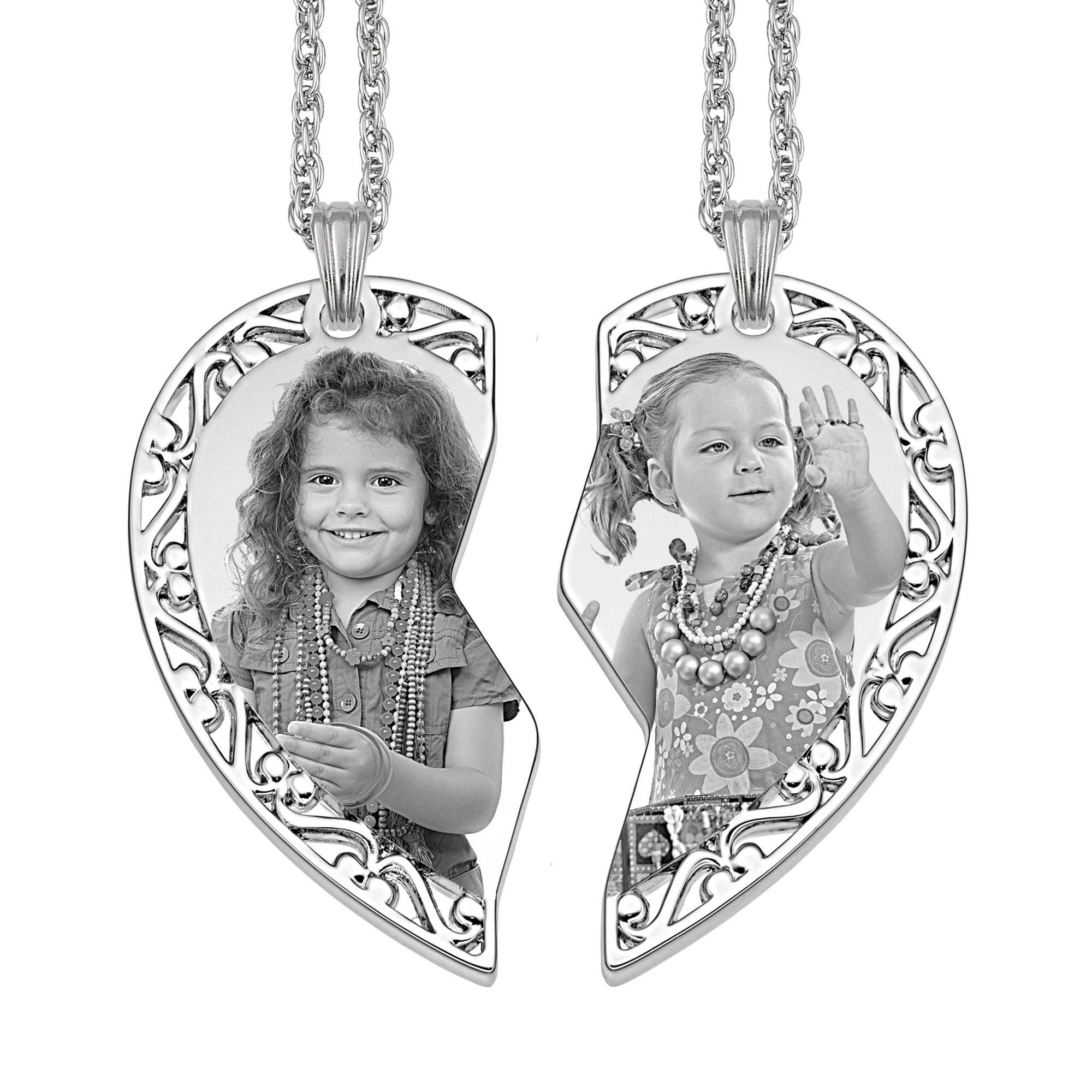 Captured Love Silver Heart Openwork Slim Friendship Pendant