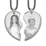 Always With You Silver Heart Rope Edged Friendship Photo Pendant