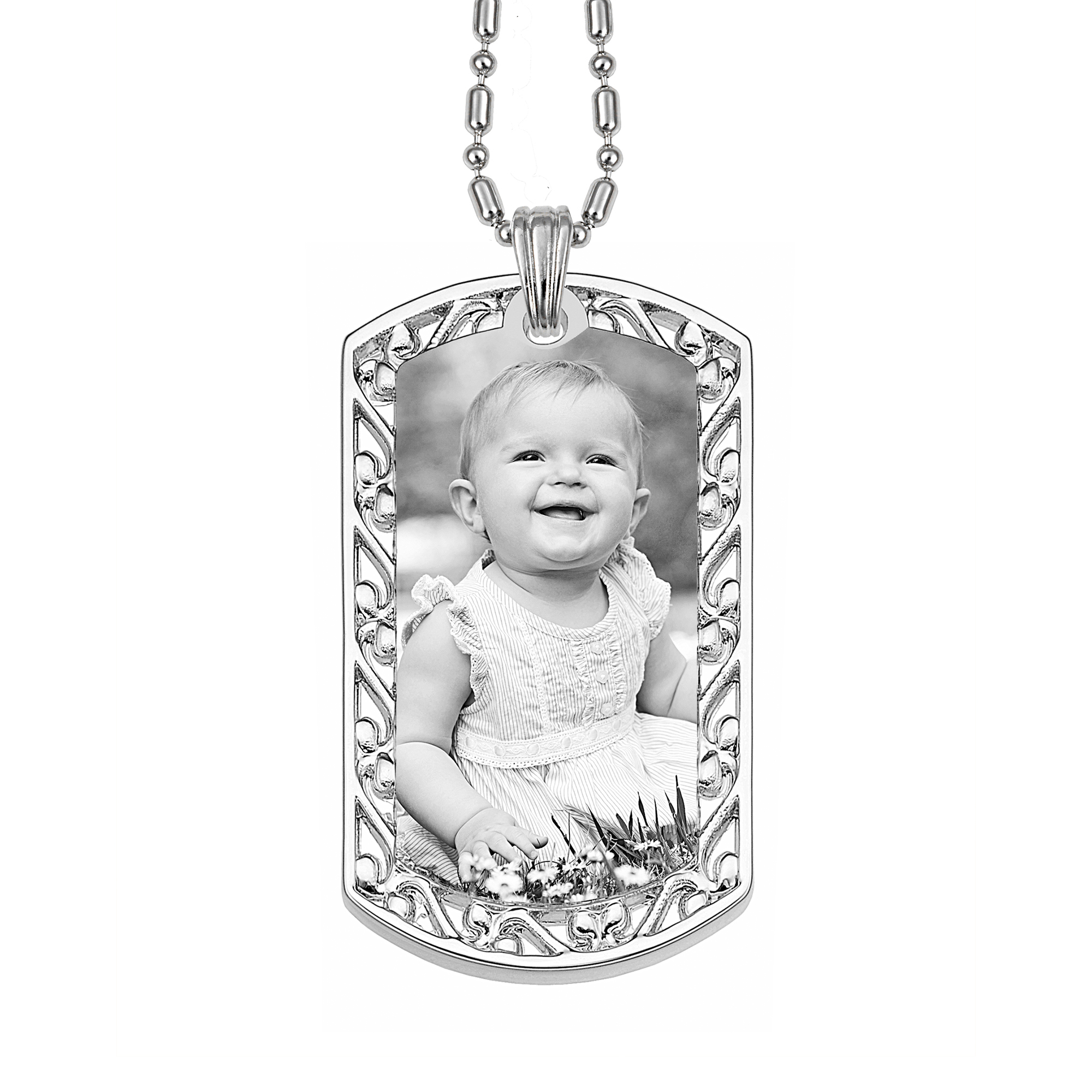 Timeless Silver Openwork Dog Tag Pendant