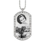 Custom Silver Memory Dog Tag With White Zircon