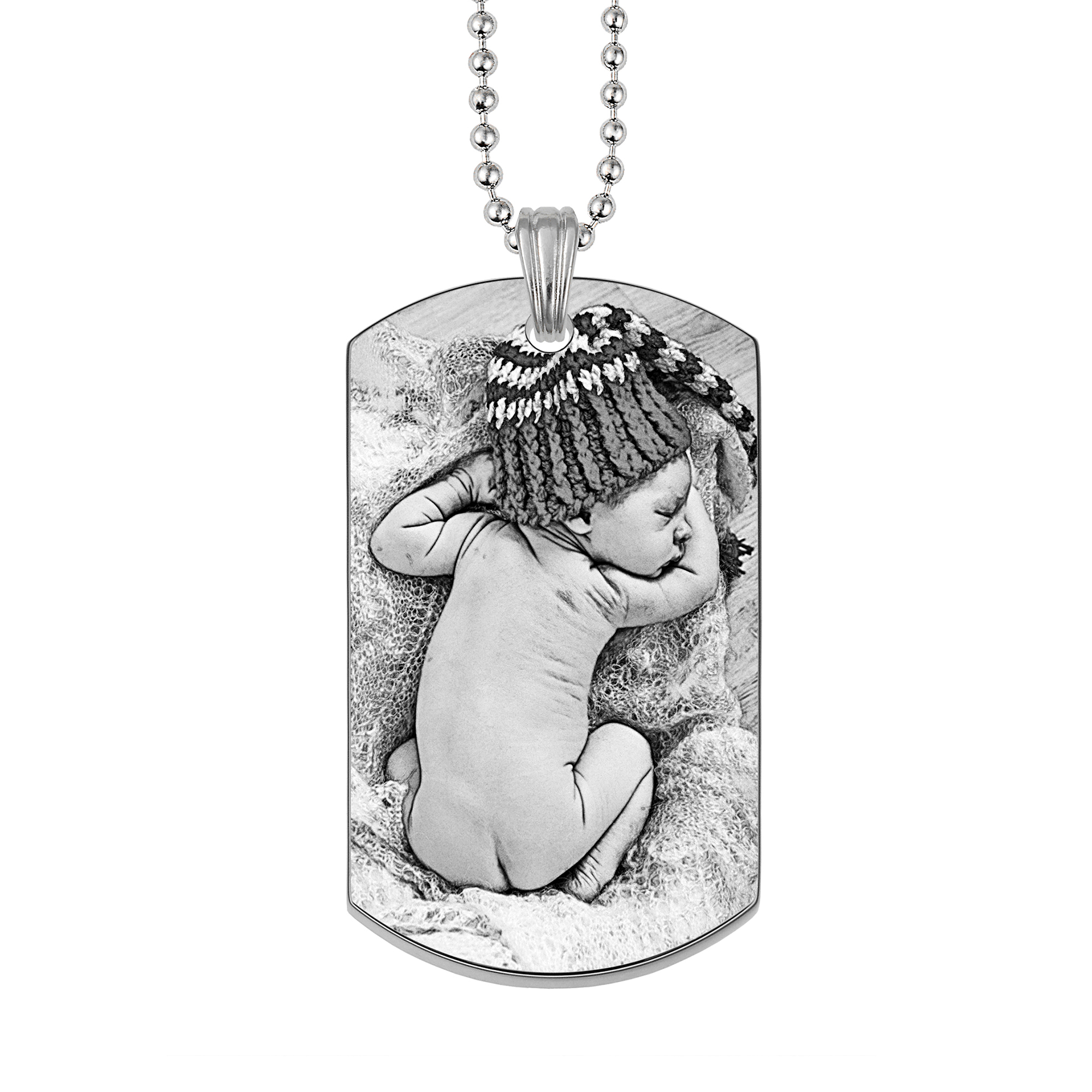 Always With You Silver Dog Tag Photo Pendant