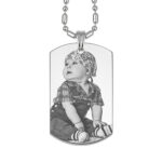 Silver Photo Engraved Dog Tag Pendant