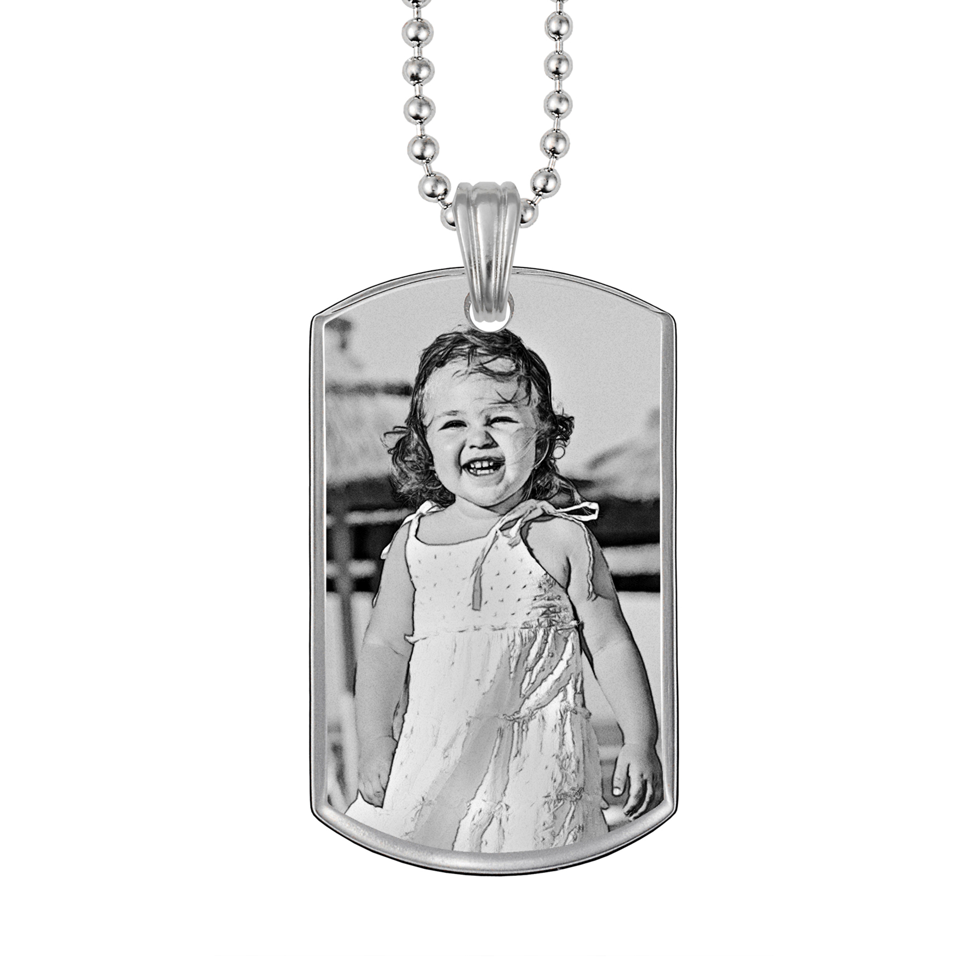 Always By My Side Photo Silver Dog Tag Pendant