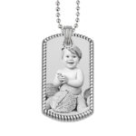 Captured Moments Silver Photo Rope Edged Dog Tag