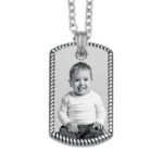 Always With You Silver Rope Edged Dog Tag Pendant
