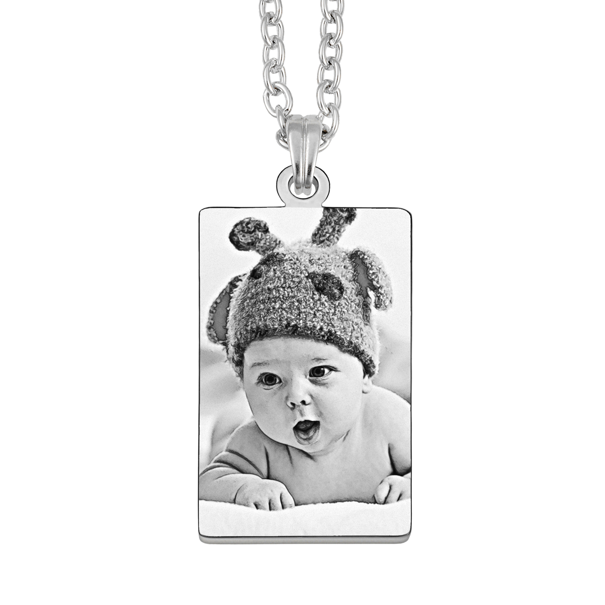 Rectangular Engraved Silver Photo Keepsake