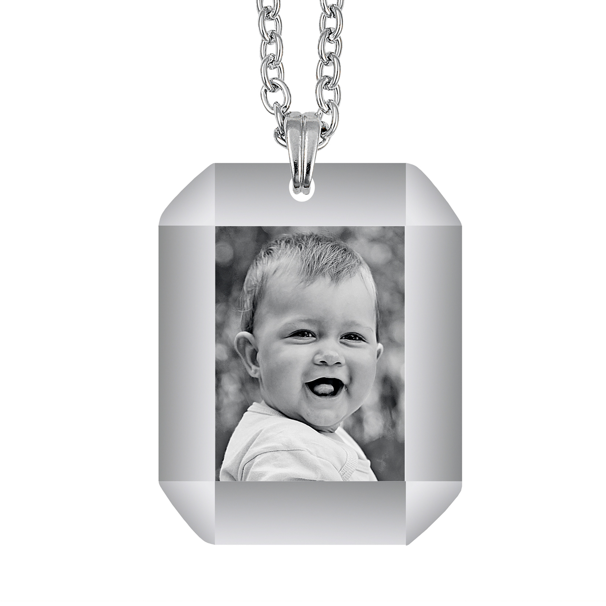 Cherished Silver 3D Octagon Memory Pendant