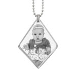 Silver 3D Deluxe Diamond Drop Photo Memory Pendant