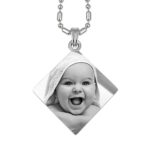 Personalised Silver Deluxe Diamond Drop Picture Pendant