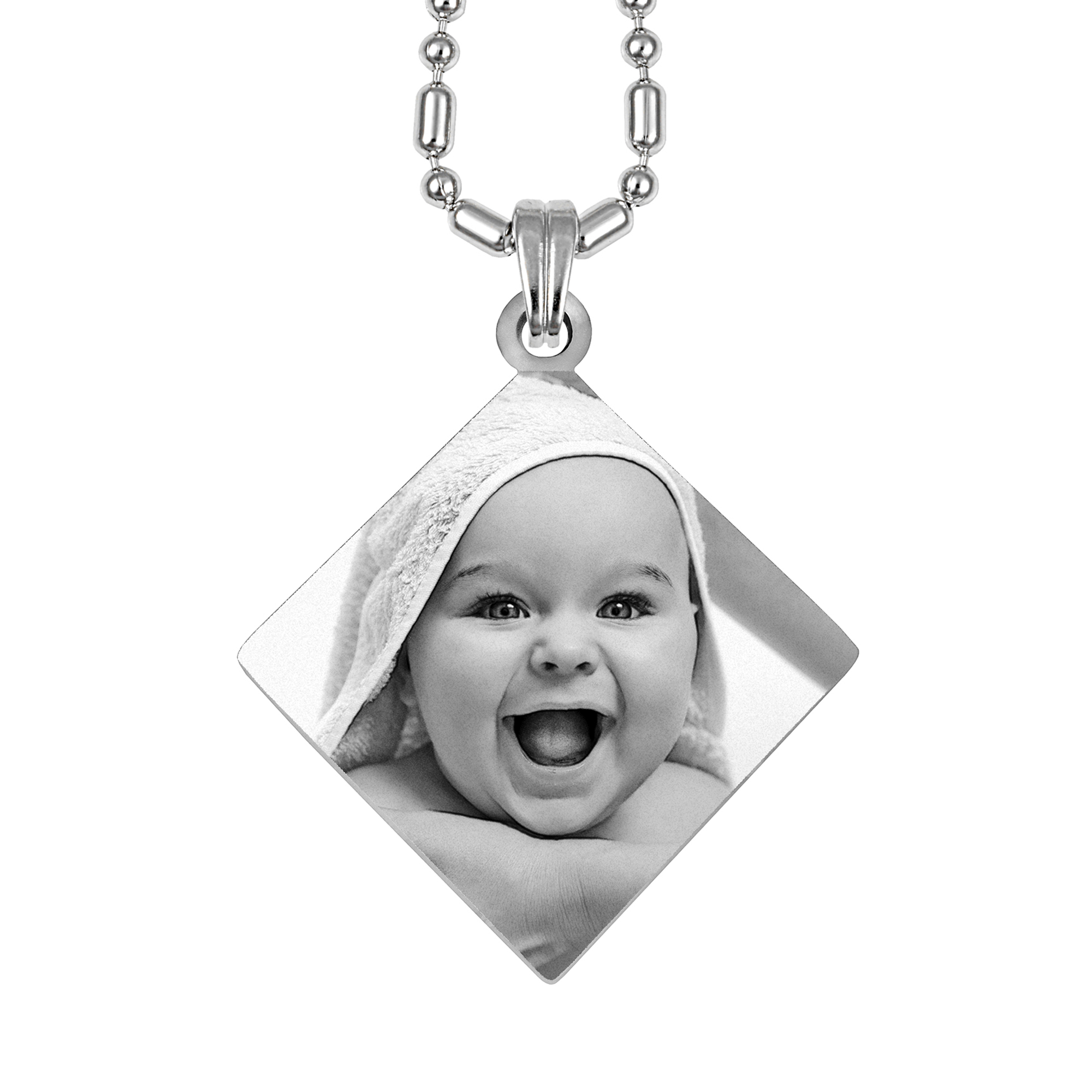 Personalised Silver Deluxe Diamond Drop Picture Pendant