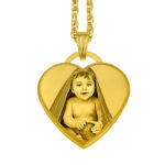 Always With You Gold 3D Heart Photo Pendant