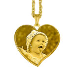 Custom Gold 3D Heart Photo Engraved Pendant