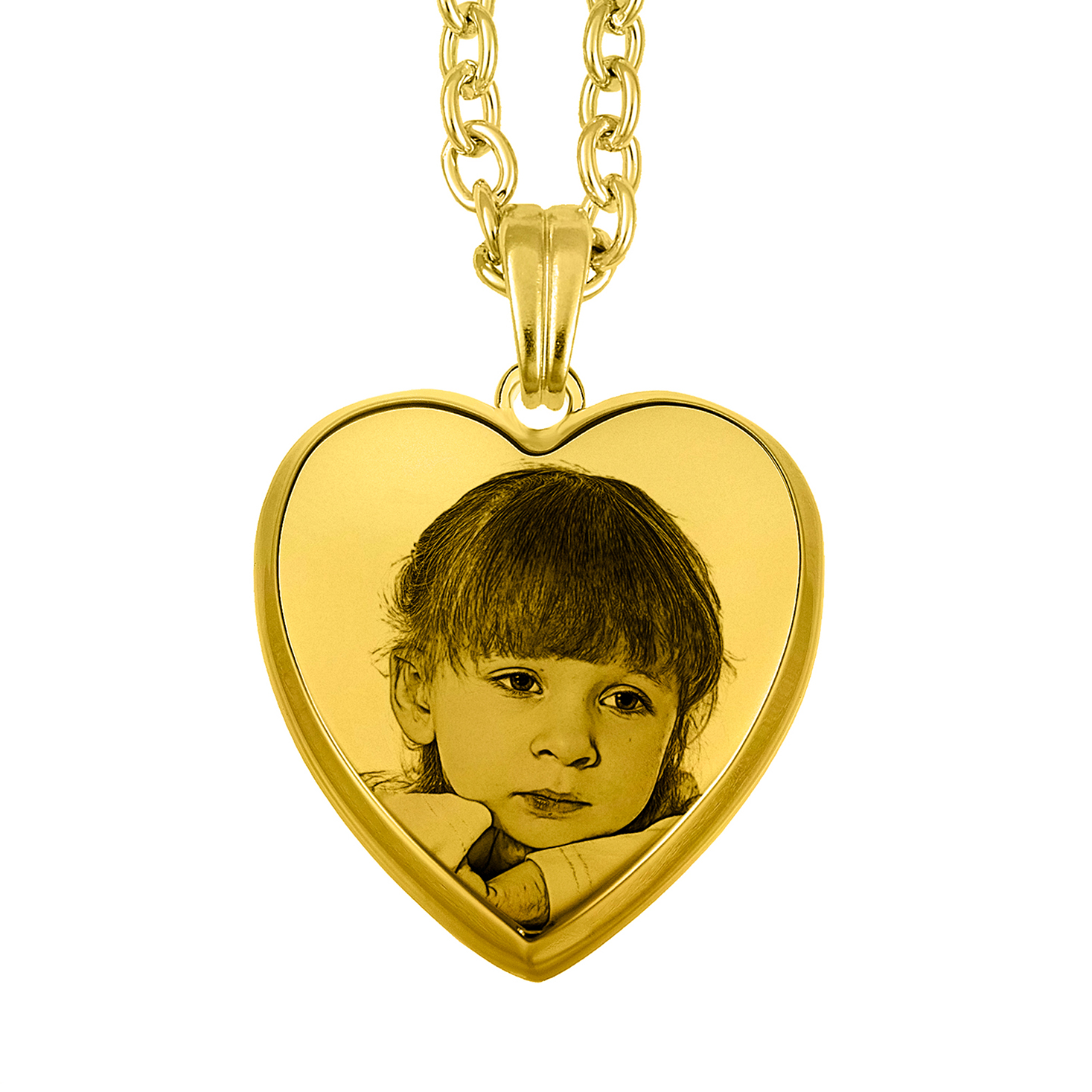 Personalised Gold 3D Heart Picture Pendant