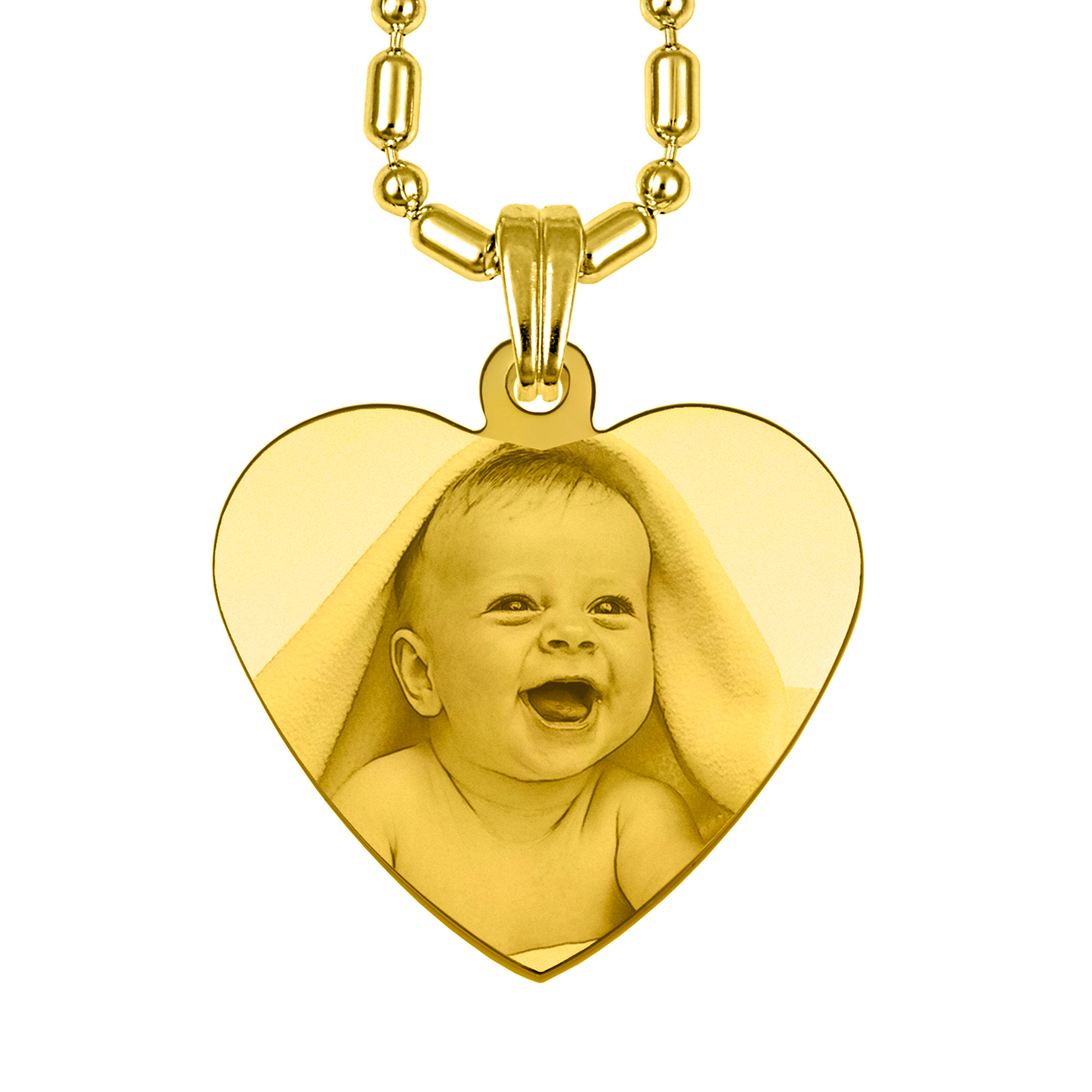 Gold Photo Engraved Heart Pendant