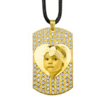 Personalised Gold Inset Heart Portrait With White Zircon Pendant
